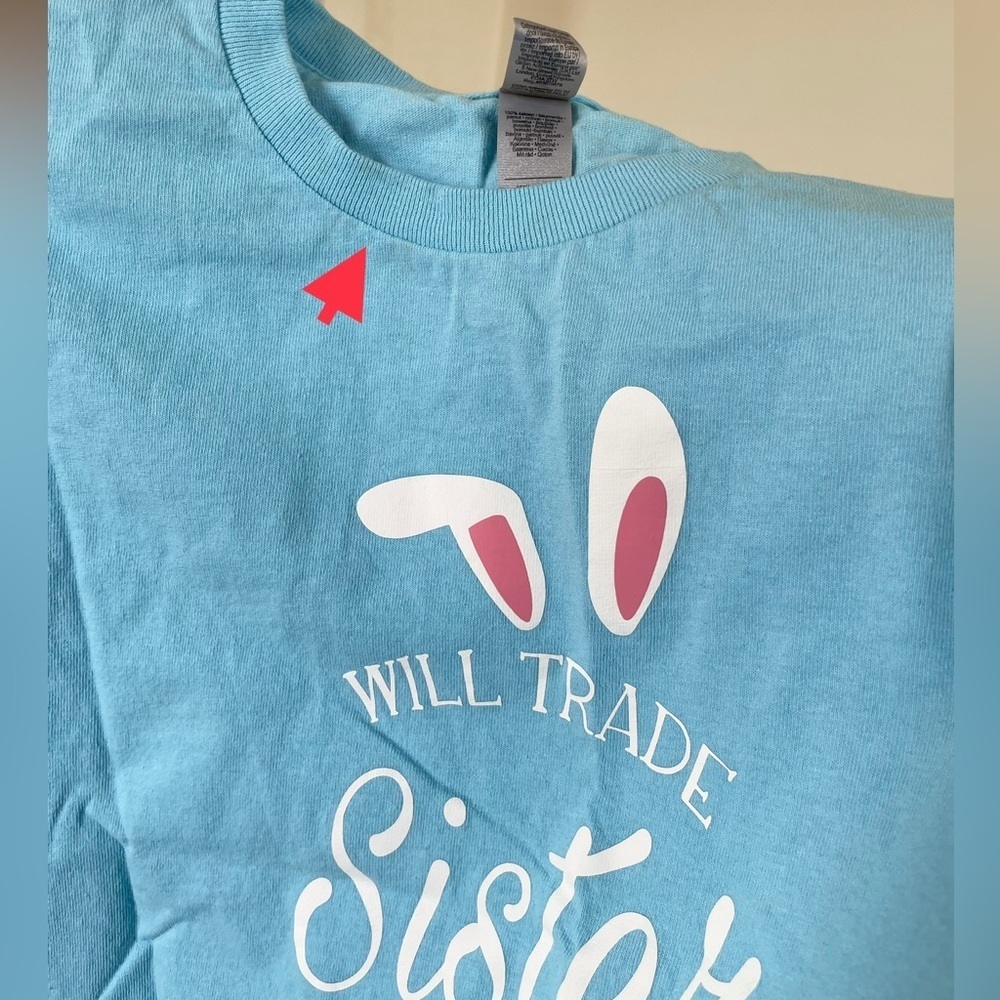 Gildan 100% Heavy Cotton Blue Easter Graphic T-Shirt Youth size XS - Picture 9 of 13